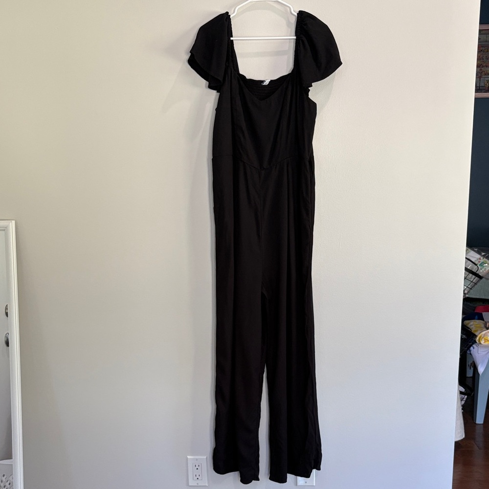 Old Navy Black Jumpsuit with Flutter Sleeves